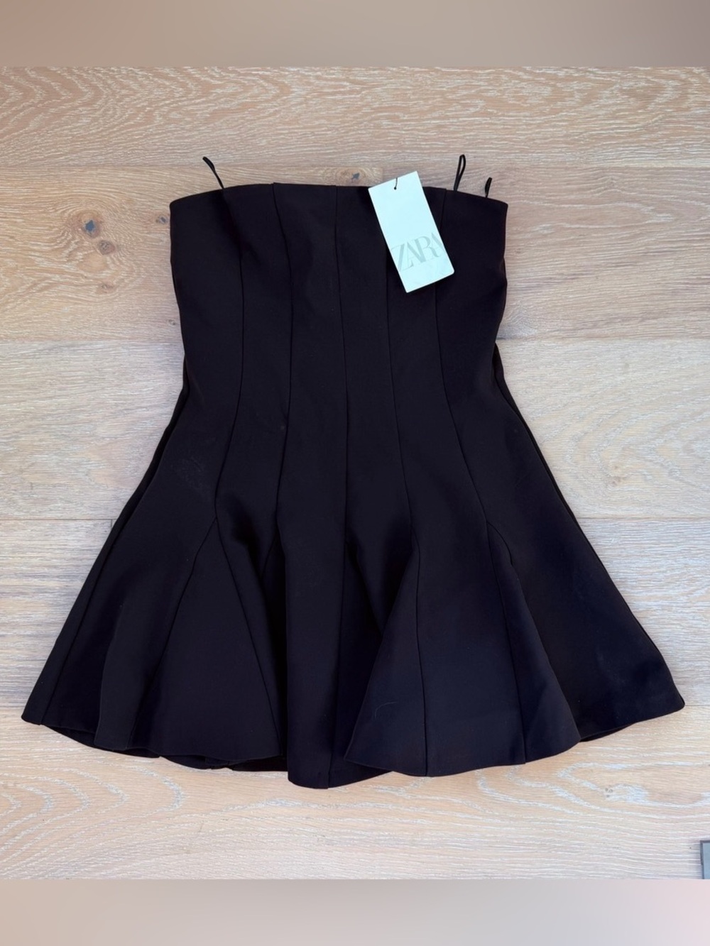 Zara Godets Black Short Mini Dress XS NWT 🖤